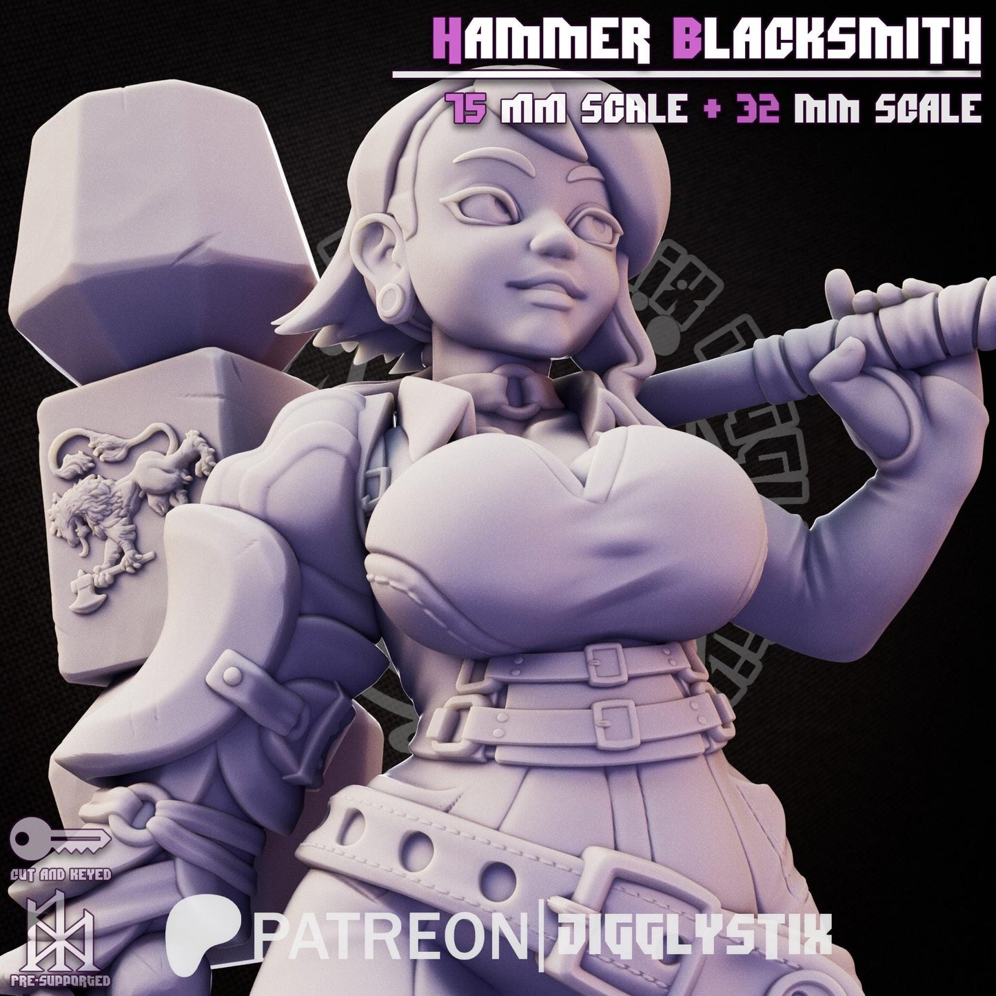 Hammer Blacksmith Miniature - by Jigglystix