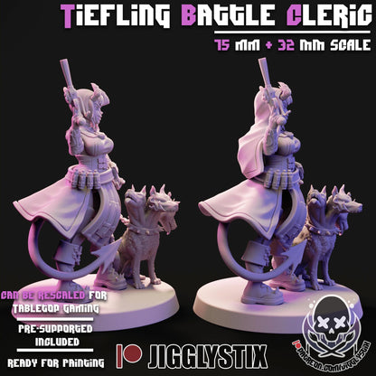 Tiefling Battle Cleric Miniature - by Jigglystix