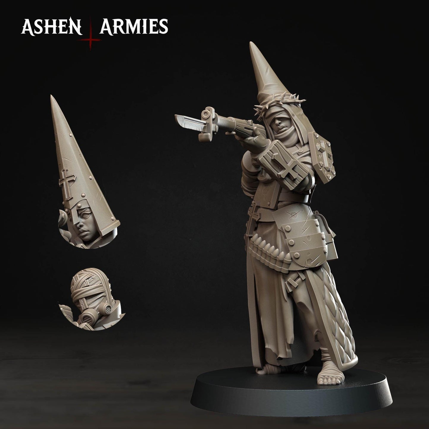 Bleeding Procession Rifleman Miniature - Ashen Armies by Bite the Bullet