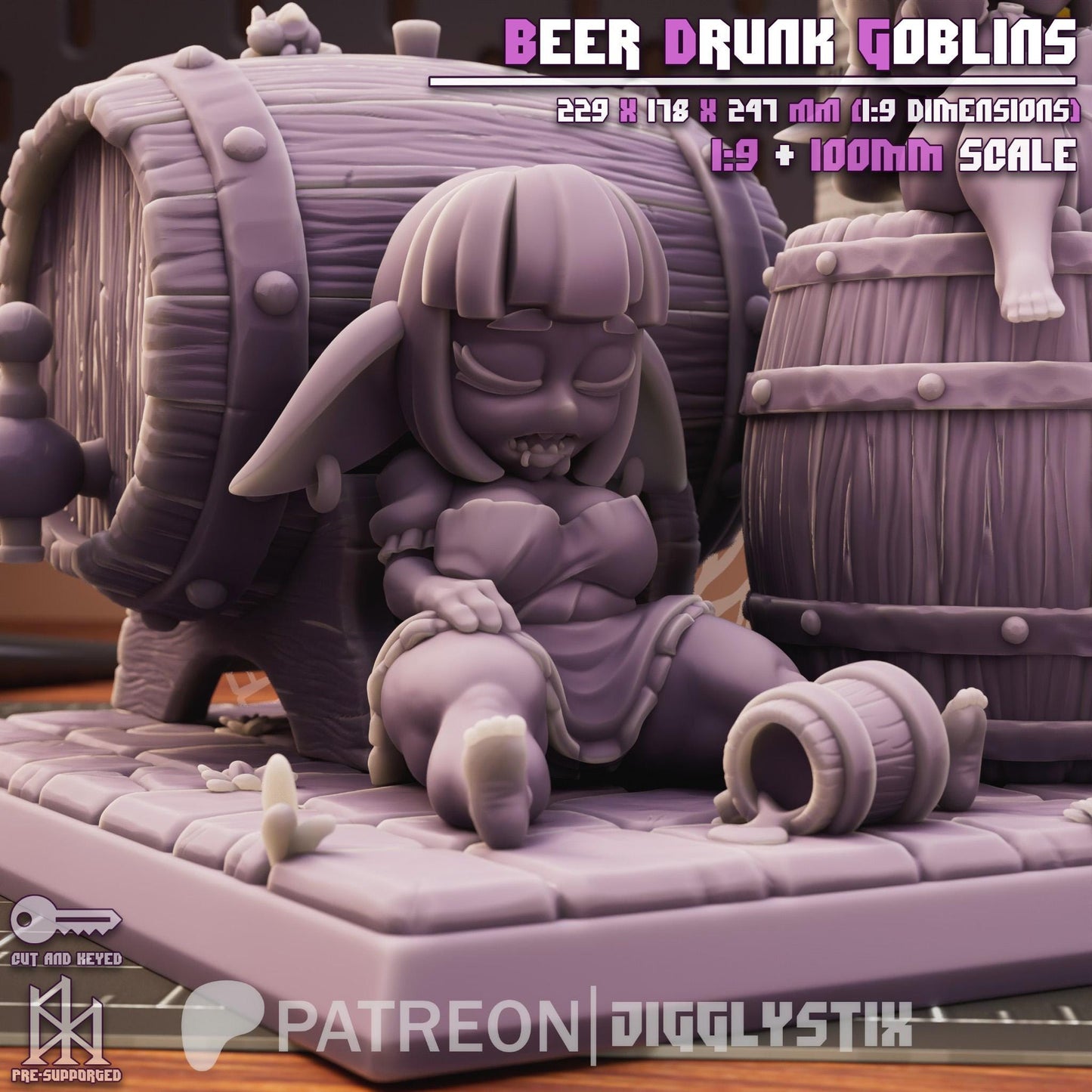 Beer Drunk Goblins Miniature Diorama - by Jigglystix