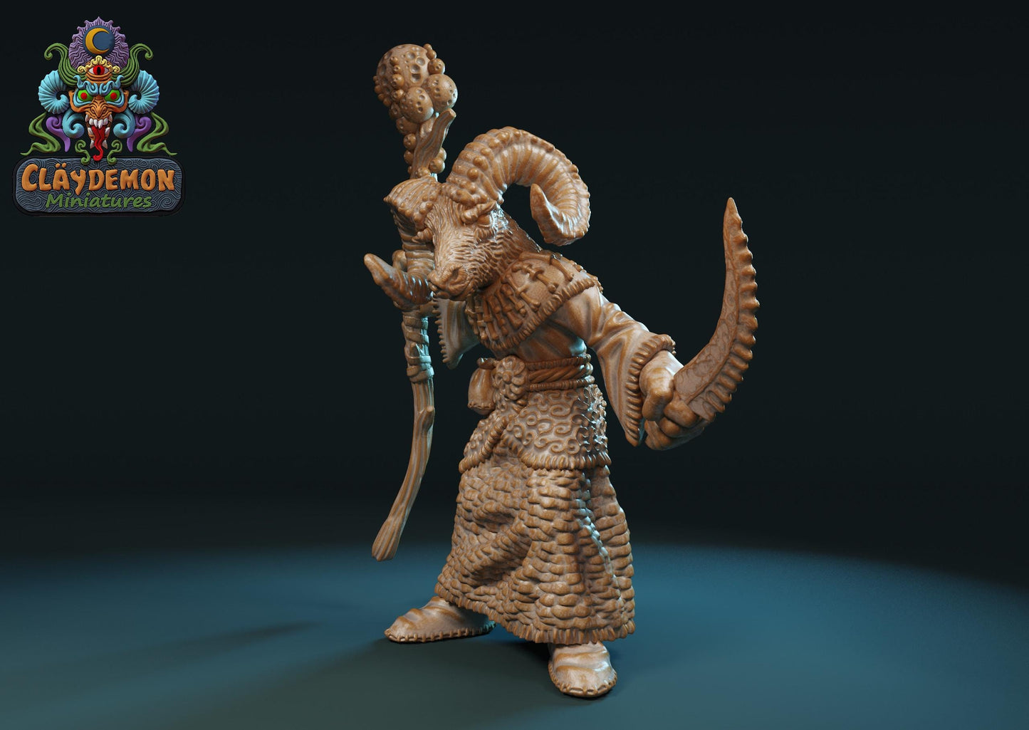 Beastman Shaman Miniature - by Claydemon Miniatures