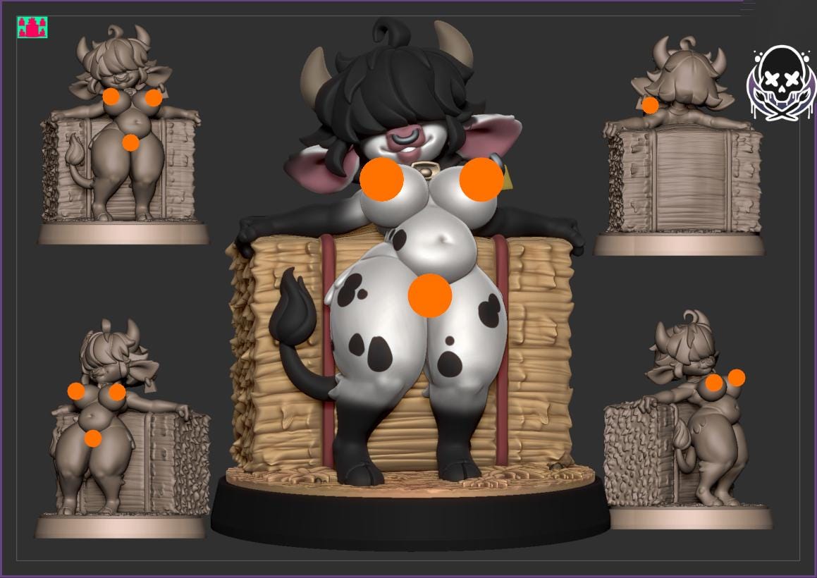 Cow Girl Hay Bale Miniature - by Jigglystix