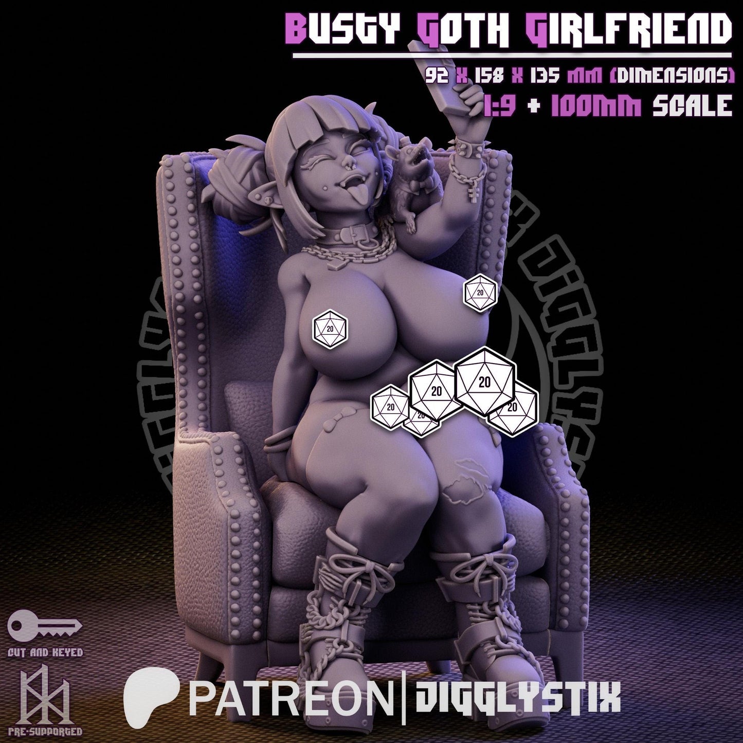 Busty Goth Girlfriend Miniature - by Jigglystix