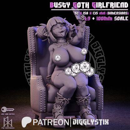 Busty Goth Girlfriend Miniature - by Jigglystix