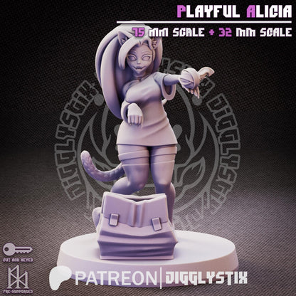 Playful Catgirl Alicia Miniature - by Jigglystix