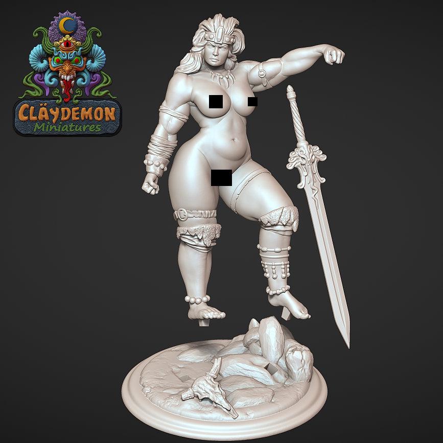 Vesta the Blooddrinker Warrior Woman Miniature - by Claydemon Miniatures