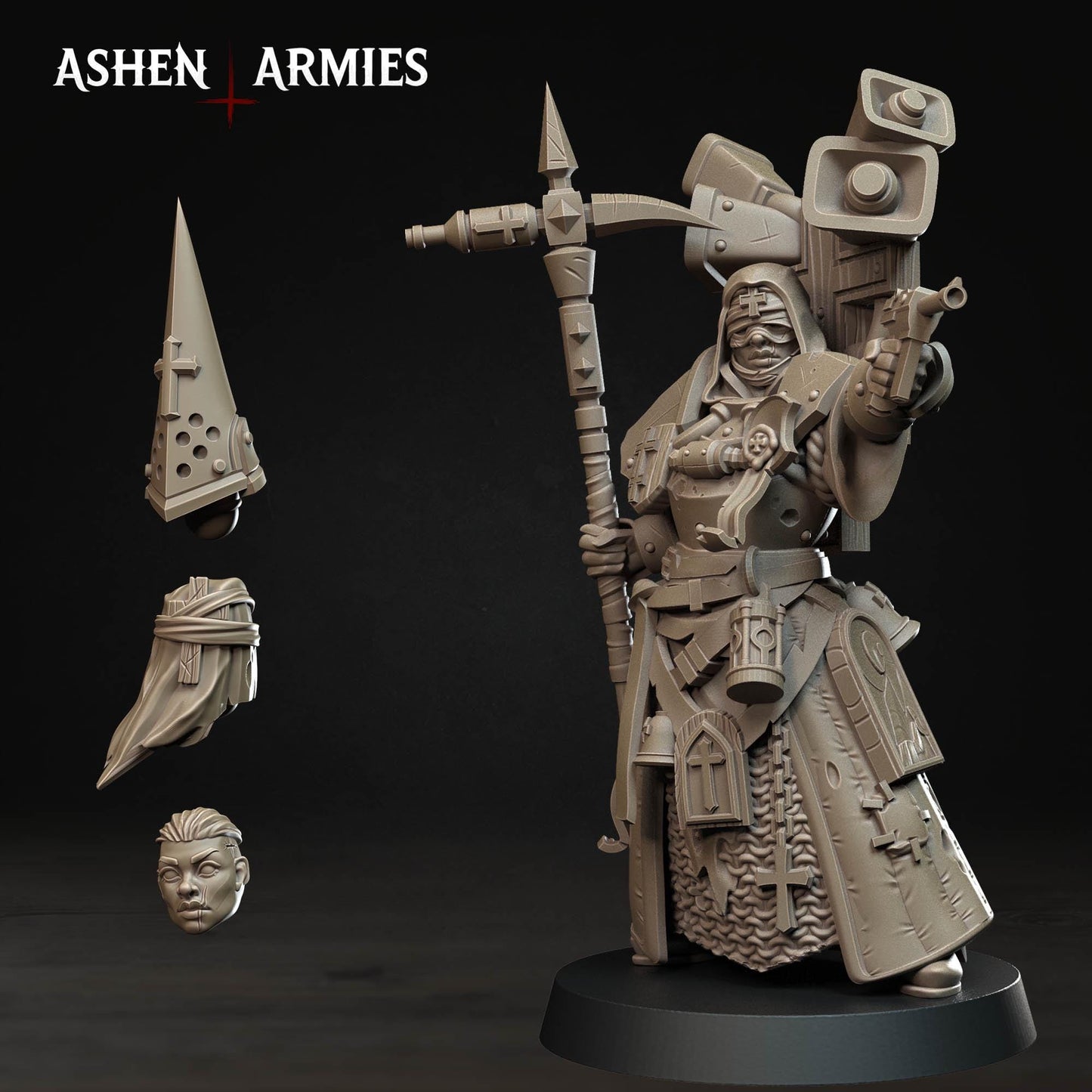 Bleeding Procession War Prophet Miniature - Ashen Armies by Bite the Bullet