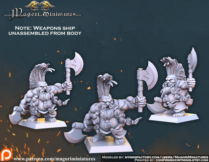 Dwarven Troll Slayer Miniature - by Magori Miniatures