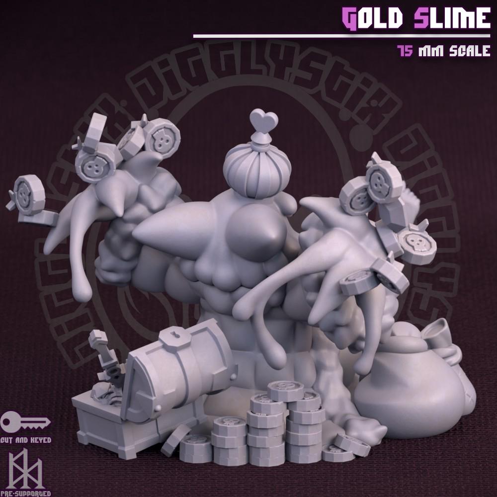 Gold Slime Girl Miniature - by Jigglystix