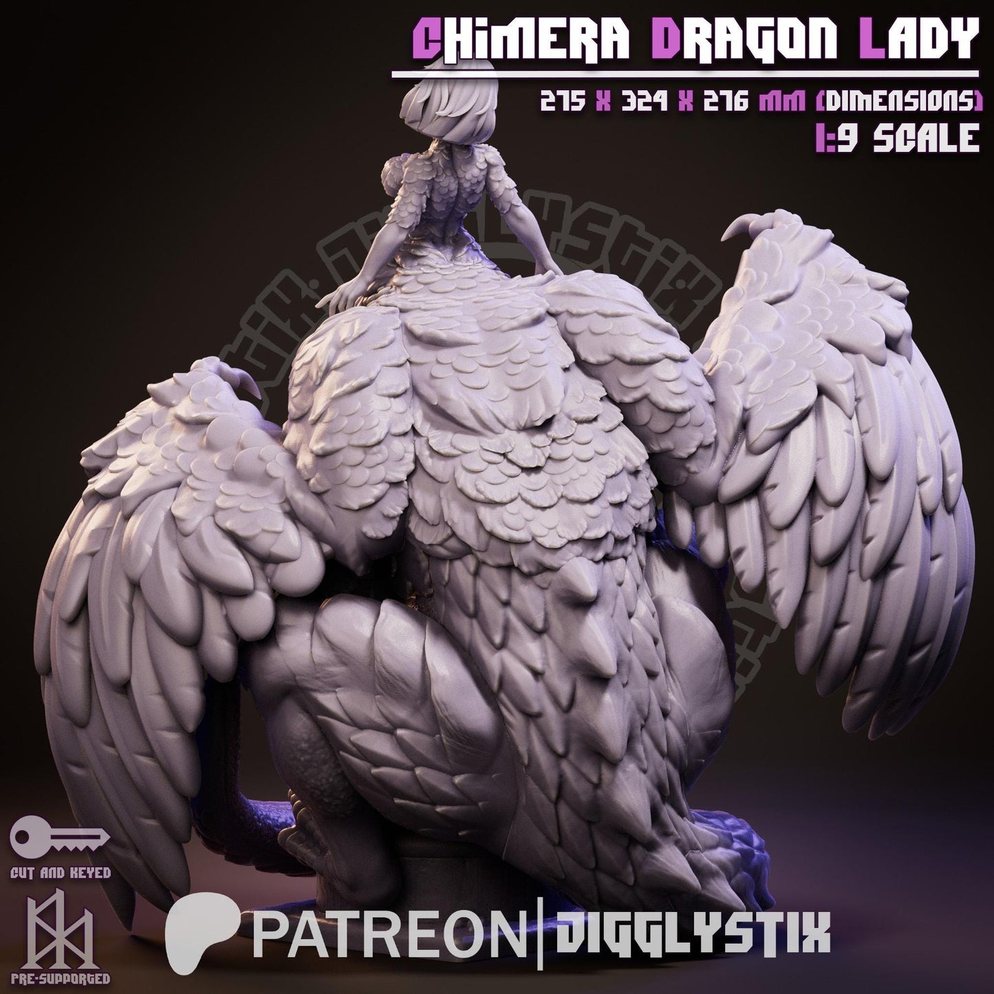 Chimera Dragon Lady Miniature - by Jigglystix
