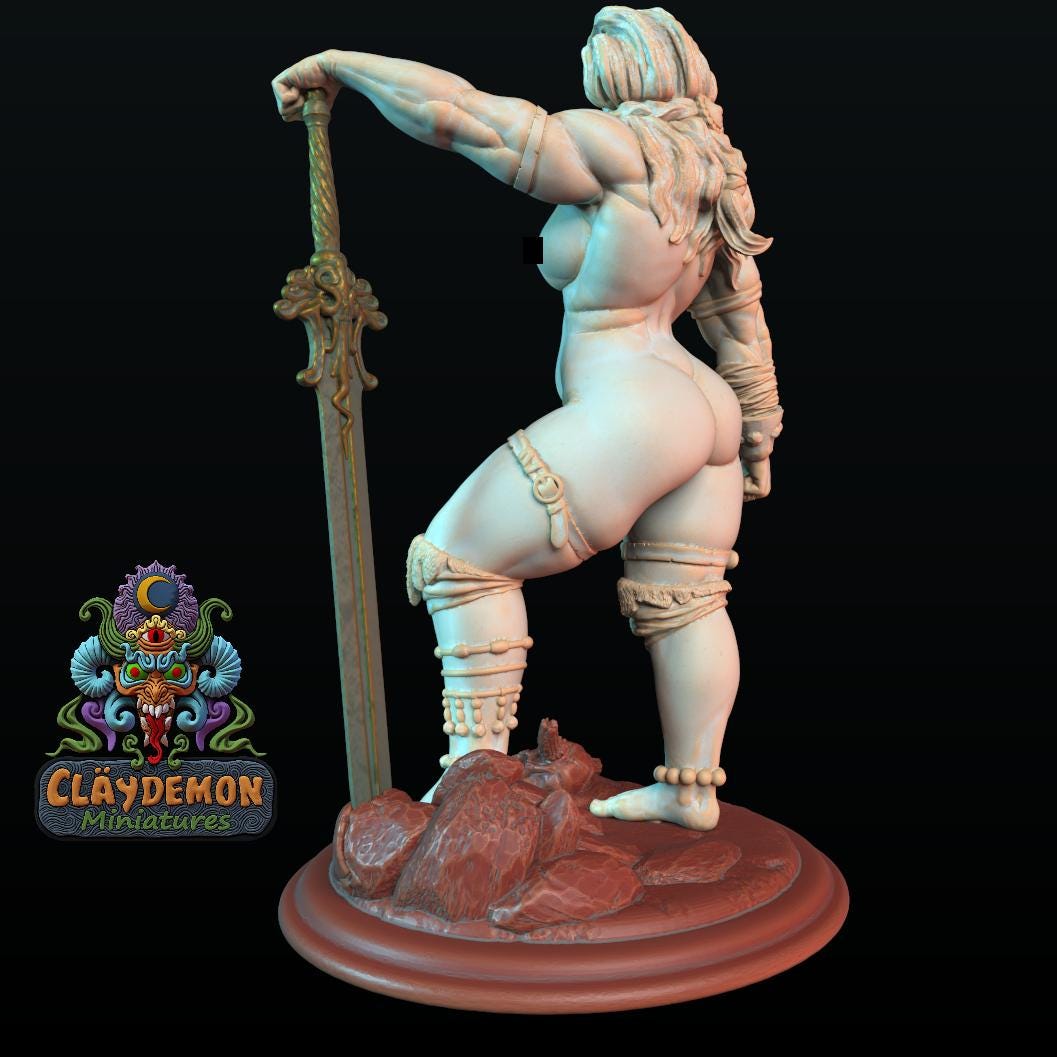 Vesta the Blooddrinker Warrior Woman Miniature - by Claydemon Miniatures