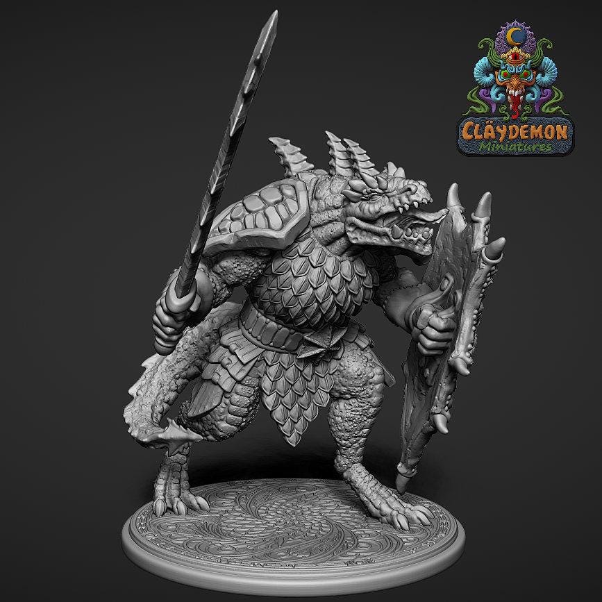 Talkorus the Dragonkin Miniature - by Claydemon Miniatures