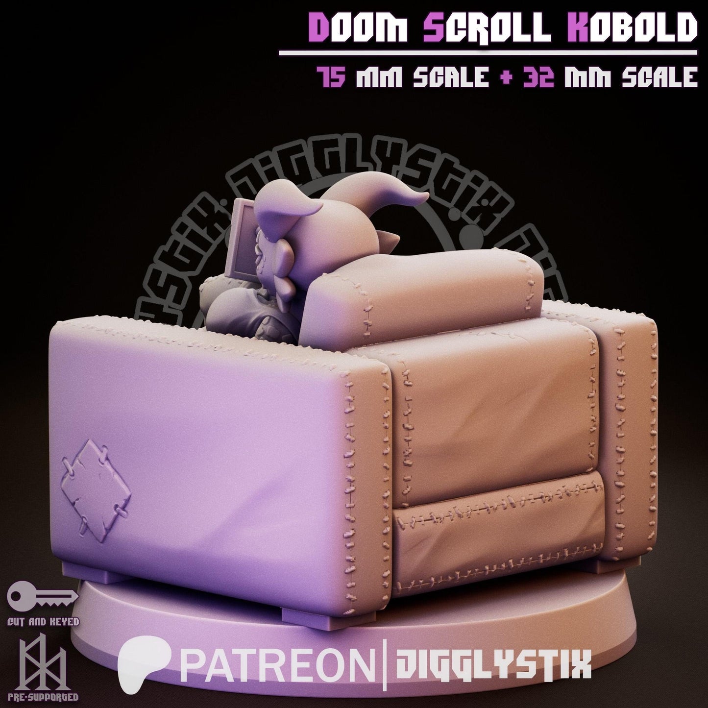 Doom Scroll Kobold Girl Miniature - by Jigglystix
