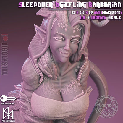 Sleepover Tiefling Barbarian Miniature - by Jigglystix