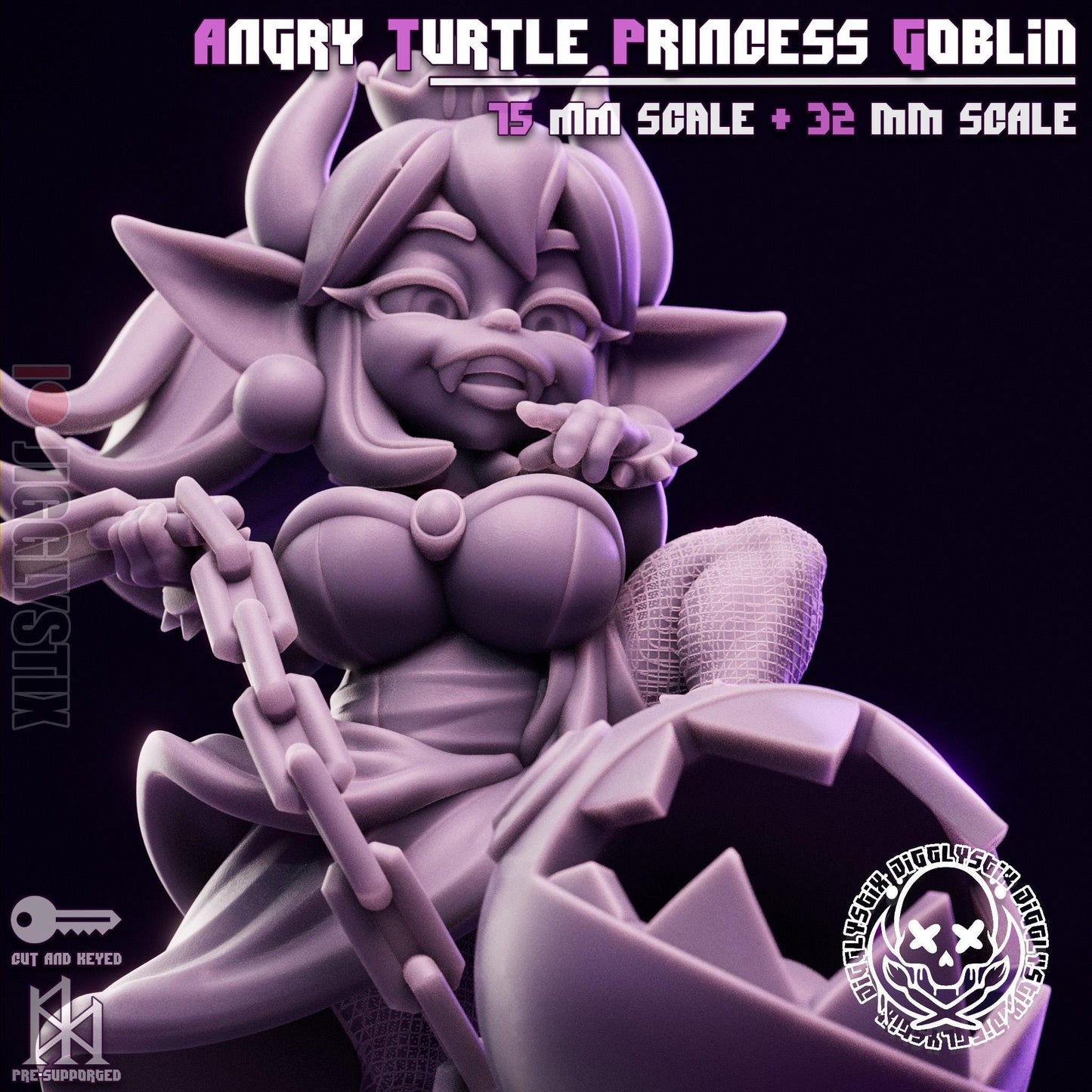 Angry Turtle Princess Goblin Miniature - by Jigglystix