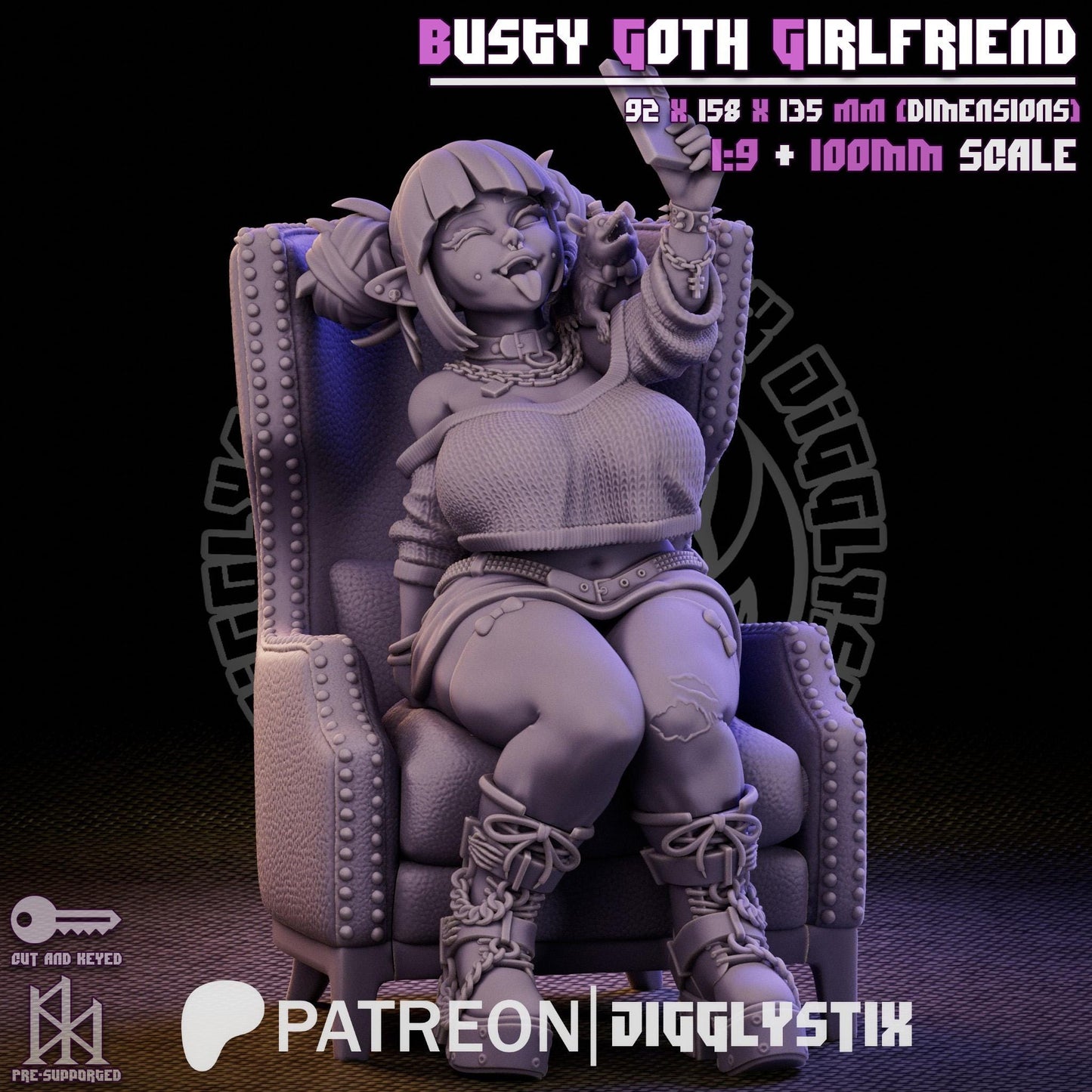 Busty Goth Girlfriend Miniature - by Jigglystix