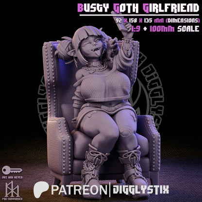 Busty Goth Girlfriend Miniature - by Jigglystix