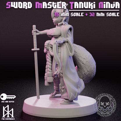 Sword Master Tanuki Ninja Miniature - by Jigglystix