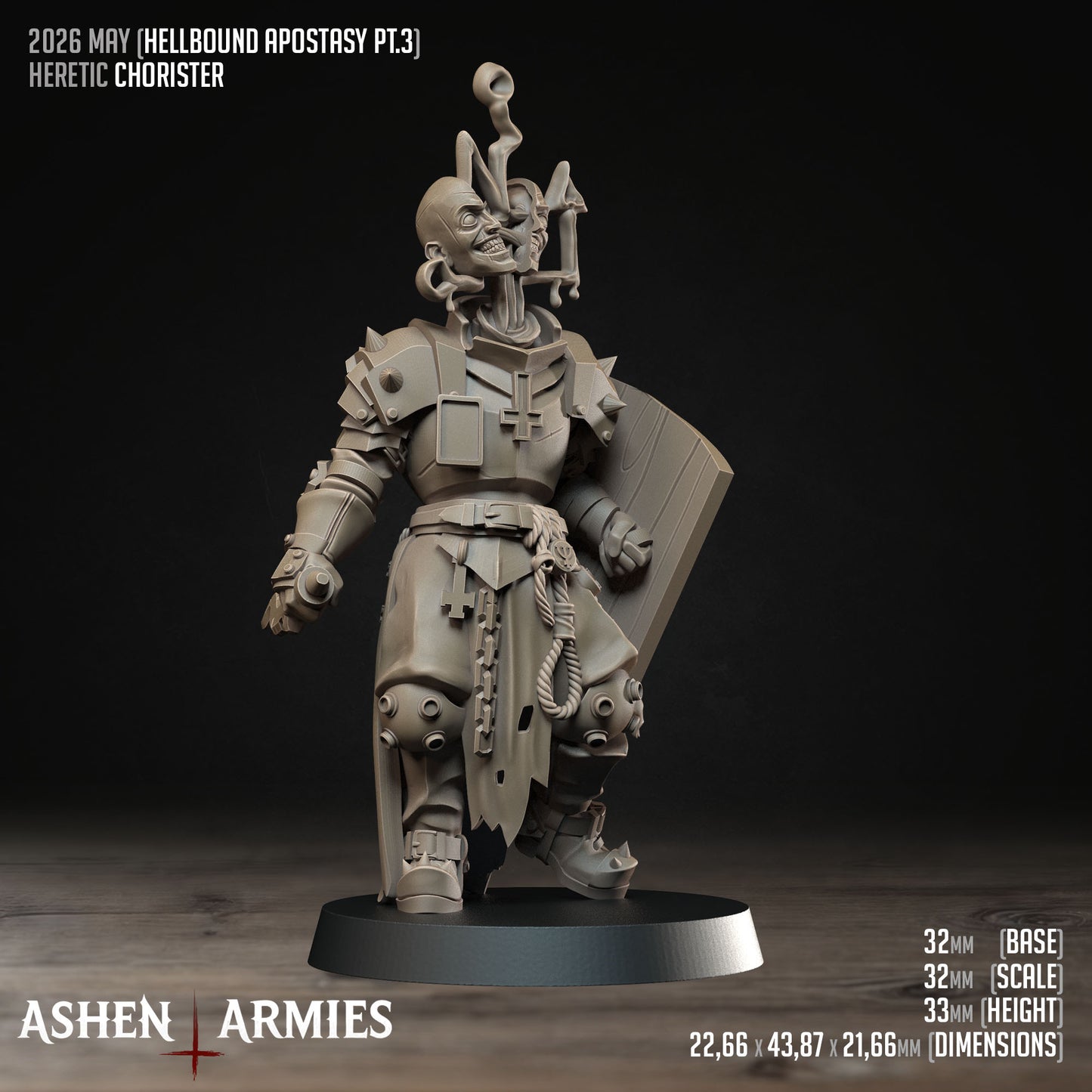 Hellbound Apostasy Heretic Chorister Miniature - Ashen Armies by Bite the Bullet