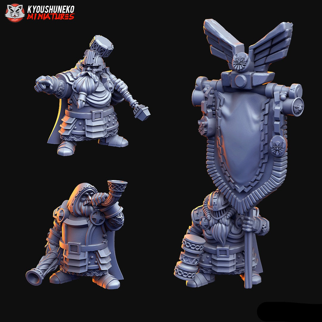 Dwarf Command Group Miniatures - by Kyoushuneko Miniatures