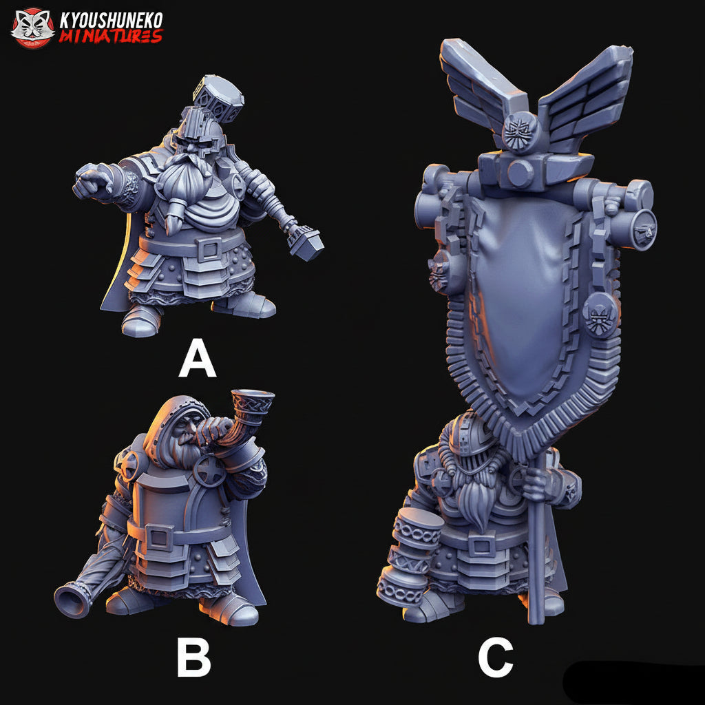 Dwarf Command Group Miniatures - by Kyoushuneko Miniatures