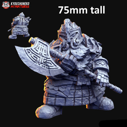 Dwarf Gatekeeper Golem Miniature A - by Kyoushuneko Miniatures