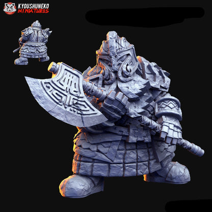 Dwarf Gatekeeper Golem Miniature A - by Kyoushuneko Miniatures