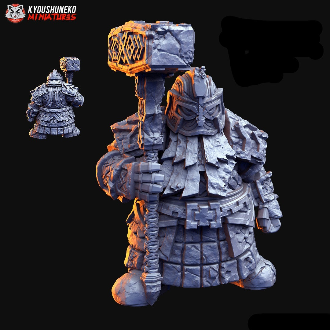 Dwarf Gatekeeper Golem Miniature D - by Kyoushuneko Miniatures