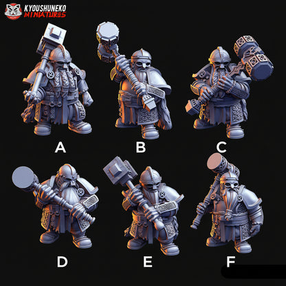 Dwarf Great Hammermen Miniatures - by Kyoushuneko Miniatures