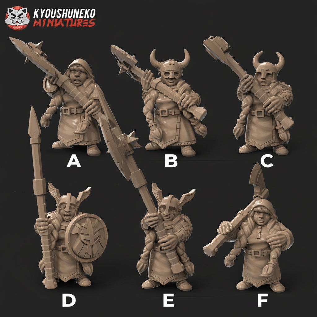 Dwarf Female Long Braids Miniatures - by Kyoushuneko Miniatures