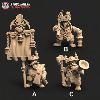 Dwarf Miner Command Group Miniatures - by Kyoushuneko Miniatures