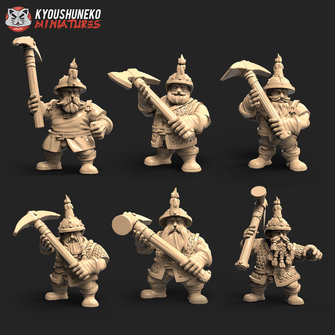 Dwarf Miner Units Miniatures - by Kyoushuneko Miniatures