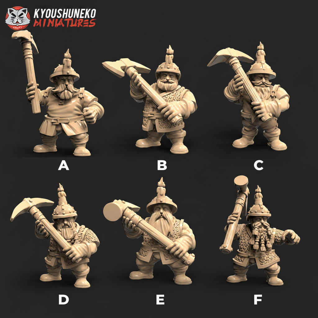 Dwarf Miner Units Miniatures - by Kyoushuneko Miniatures