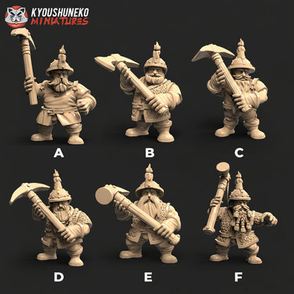 Dwarf Miner Units Miniatures - by Kyoushuneko Miniatures