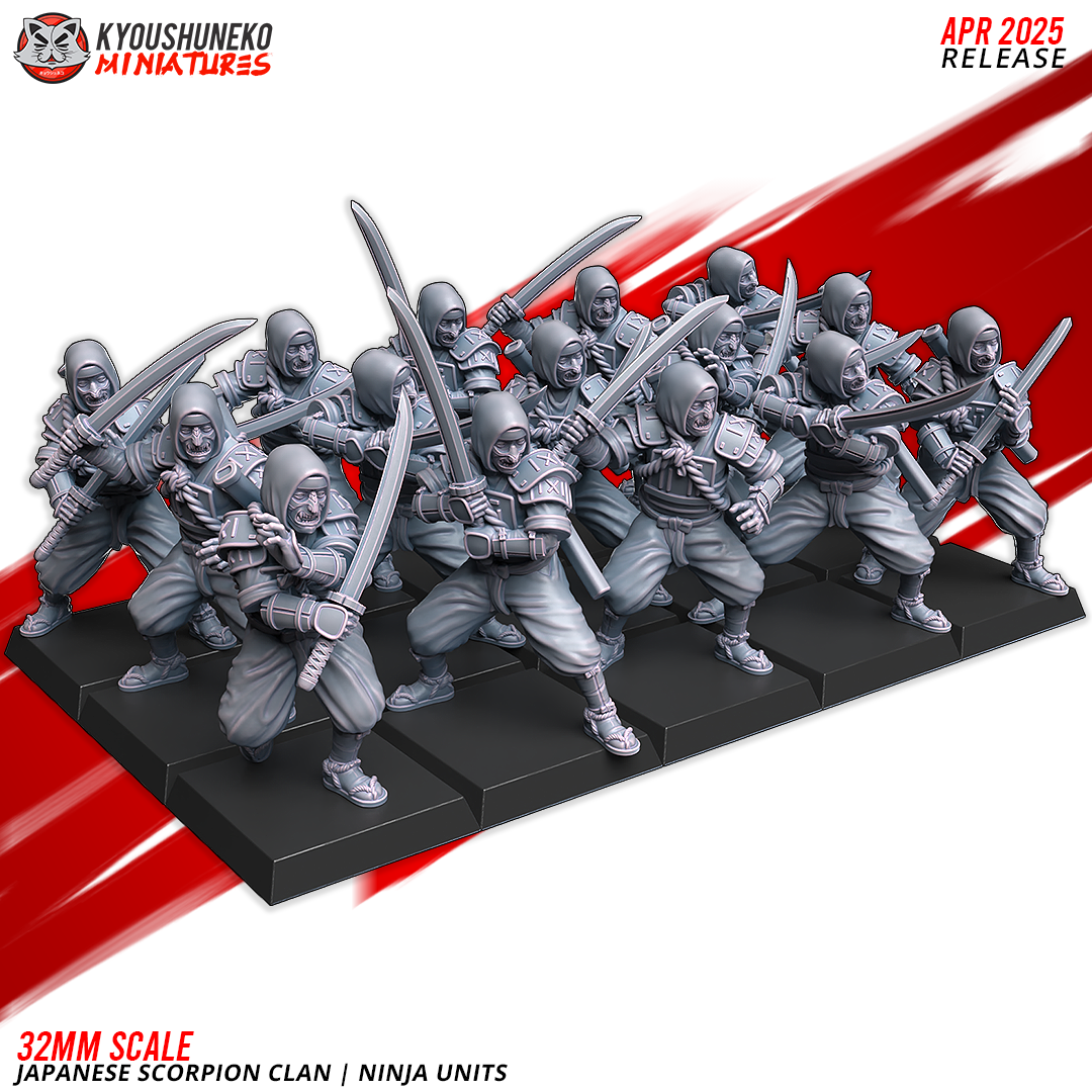 Japanese Scorpion Clan Ninja Unit Miniatures - by Kyoushuneko Miniatures