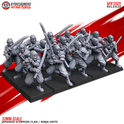 Japanese Scorpion Clan Ninja Unit Miniatures - by Kyoushuneko Miniatures