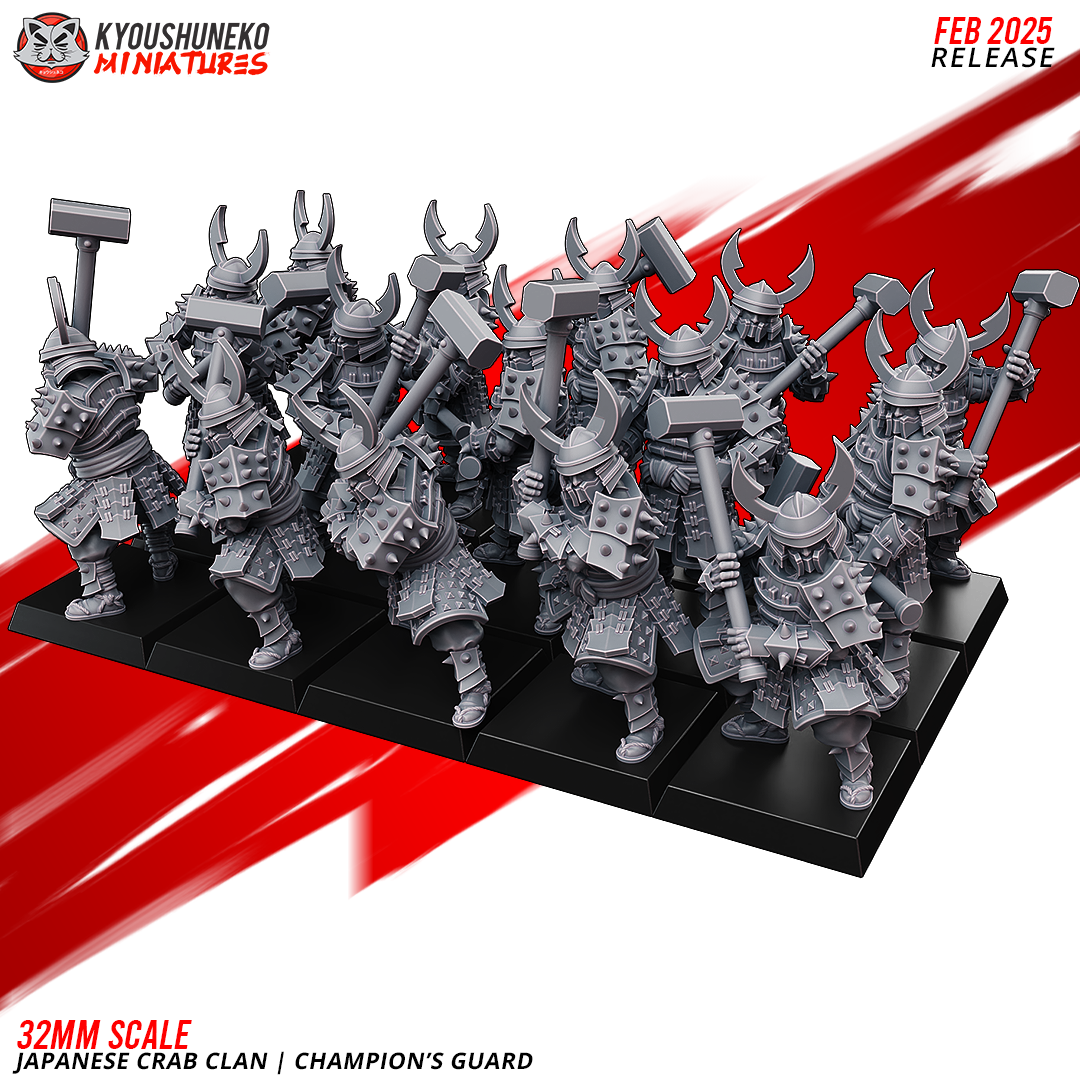 Japanese Crab Clan Champion's Guard Miniatures- by Kyoushuneko Miniatures