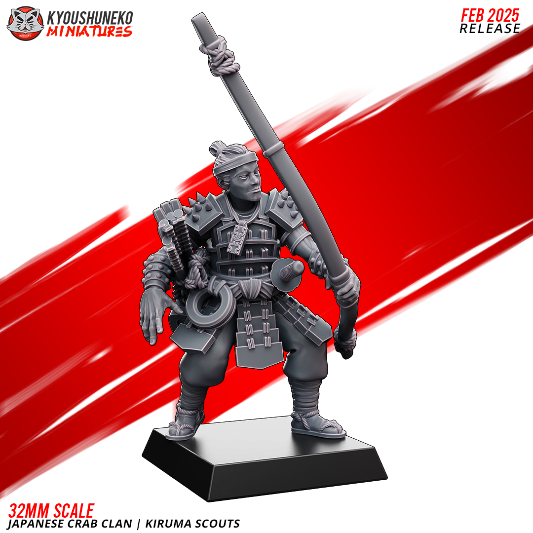 Japanese Crab Clan Kiruma Scout Miniatures - by Kyoushuneko Miniatures