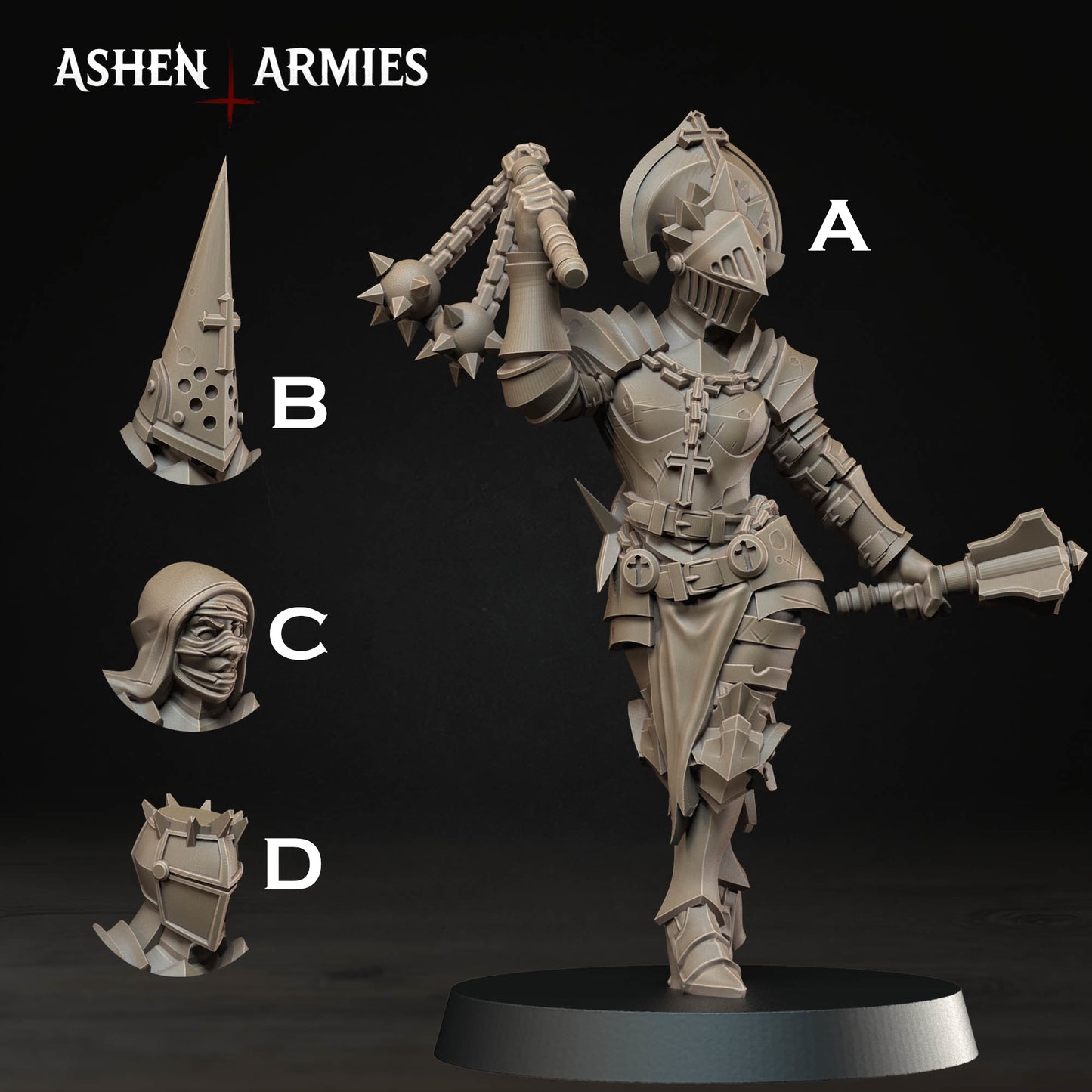 Bleeding Procession Stigmatic Nun Miniatures - Ashen Armies by Bite the Bullet
