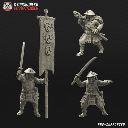 Japanese Ashigaru Command Group Miniatures - by Kyoushuneko Miniatures