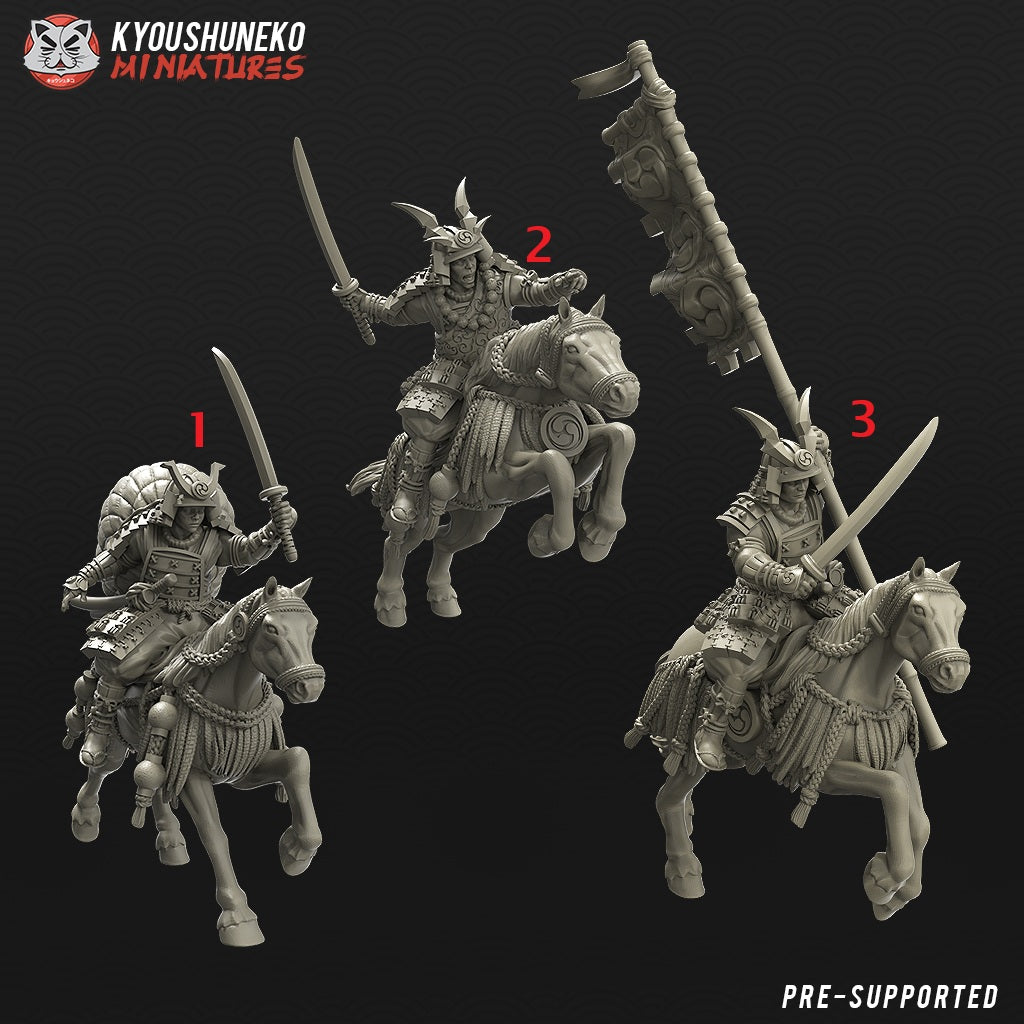 Japanese Samurai Mounted Command Group Miniatures - by Kyoushuneko Miniatures