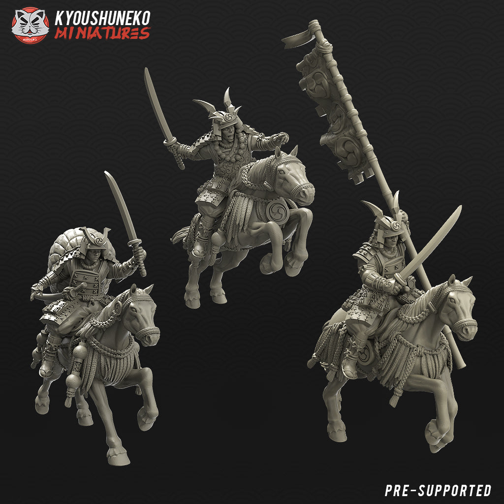 Japanese Samurai Mounted Command Group Miniatures - by Kyoushuneko Miniatures