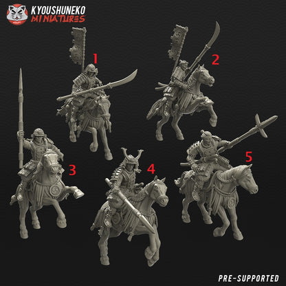 Japanese Samurai Polearm Rider Miniatures - by Kyoushuneko Miniatures