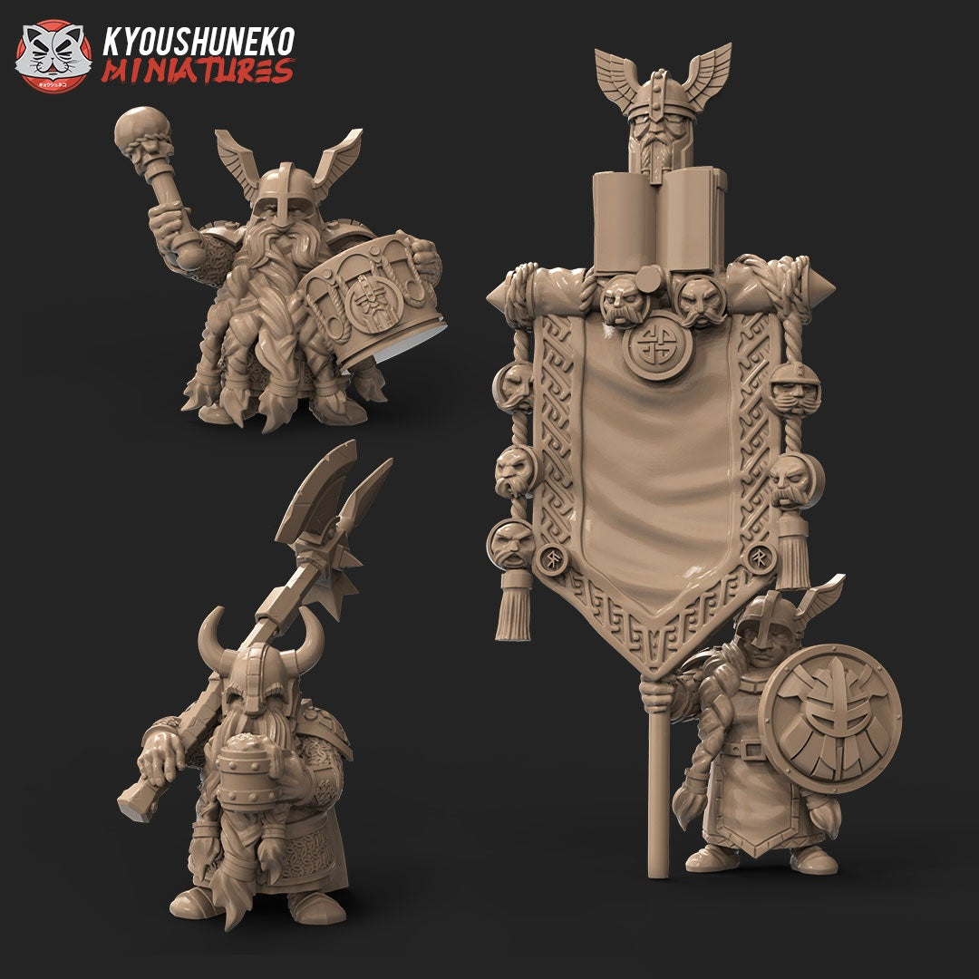 Dwarf Long Beard Command Group Miniatures - by Kyoushuneko Miniatures