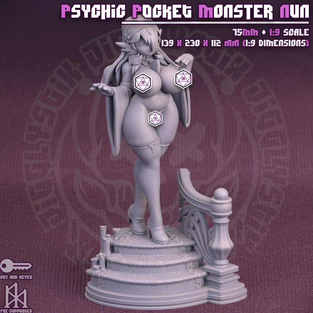 Psychic Pokegirl Monster Nun Miniature - by Jigglystix