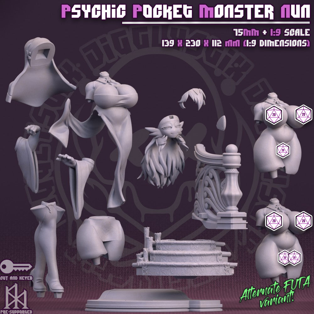 Psychic Pokegirl Monster Nun Miniature - by Jigglystix