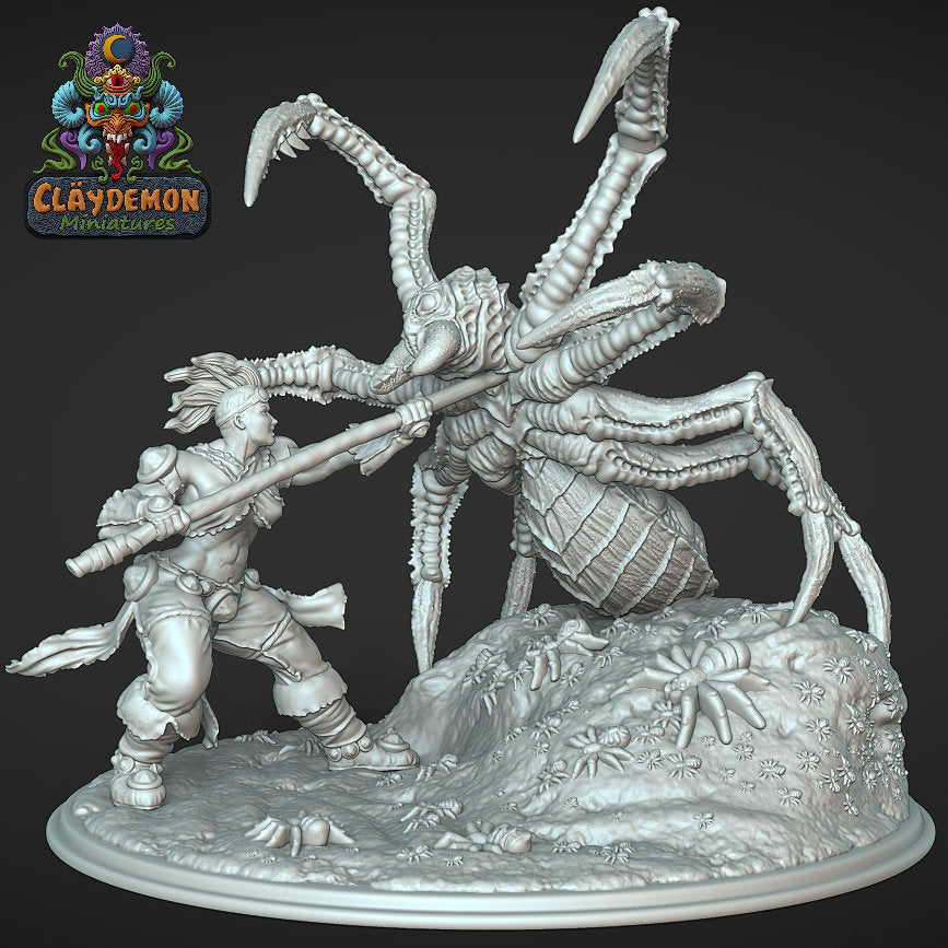 Velris the Spider Buster Diorama Miniature - by Claydemon Miniatures