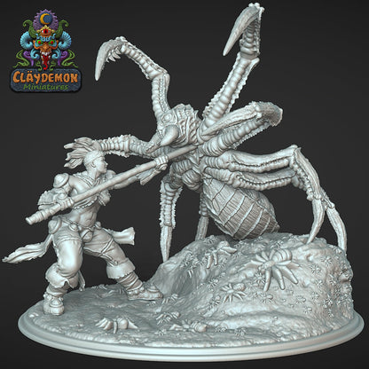 Velris the Spider Buster Diorama Miniature - by Claydemon Miniatures