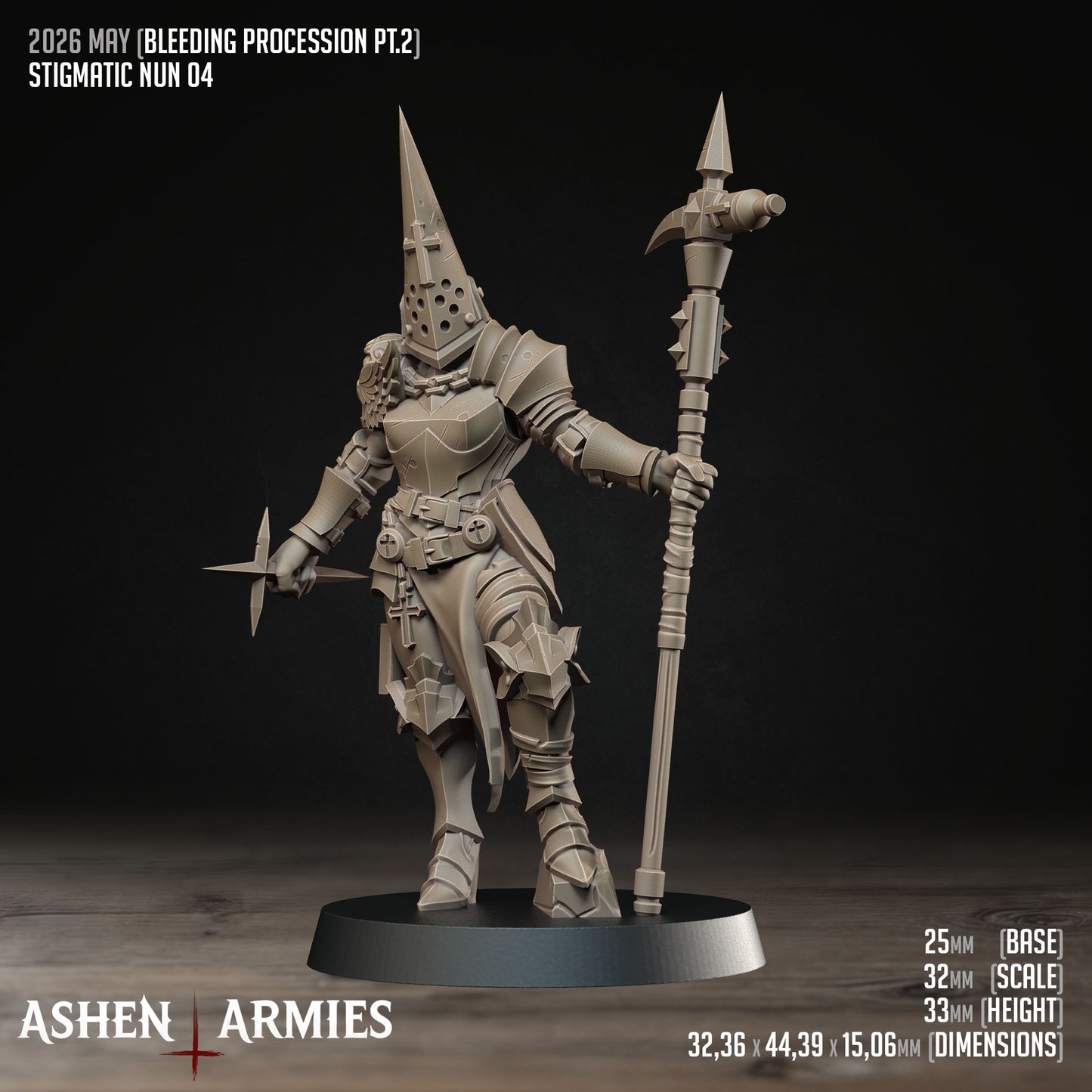 Bleeding Procession Stigmatic Nun Miniatures - Ashen Armies by Bite the Bullet