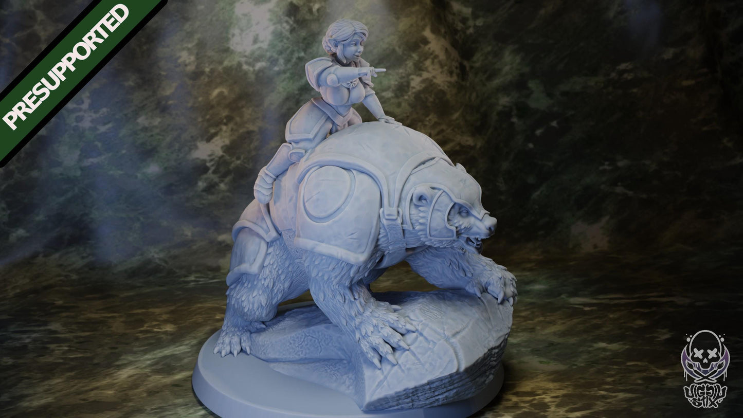 Charging Gnome Paladin Rider Miniature - by Jigglystix
